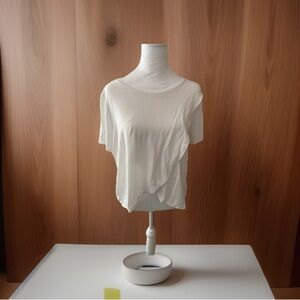 Fabletics Shirt Womens XXL White Tulip Crop Soft Lux Tencel Yoga Athleisure